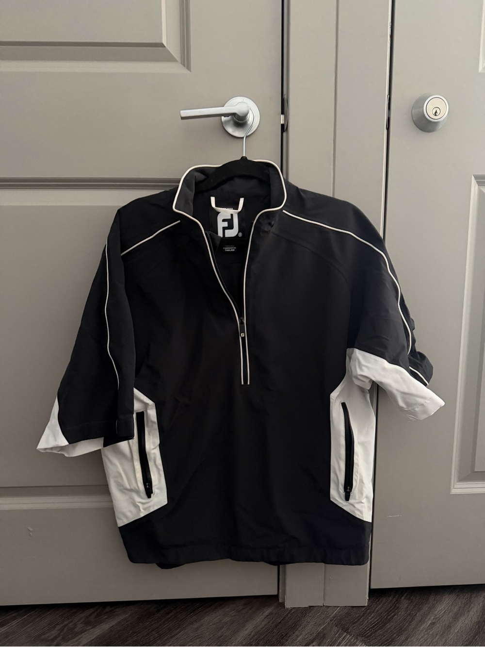 FootJoy Black and White Quarter-Zip Performance Golf Pullover